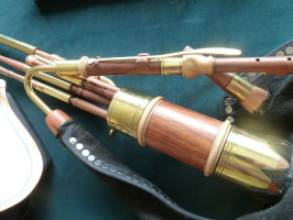 Narrow Bore Uilleann Pipes or "flat pipes"  made from  Plum wood square by ken.doyle@btinternet.com