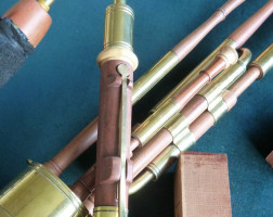 Narrow Bore Uilleann Pipes or "flat pipes"  made from  Plum wood square by ken.doyle@btinternet.com